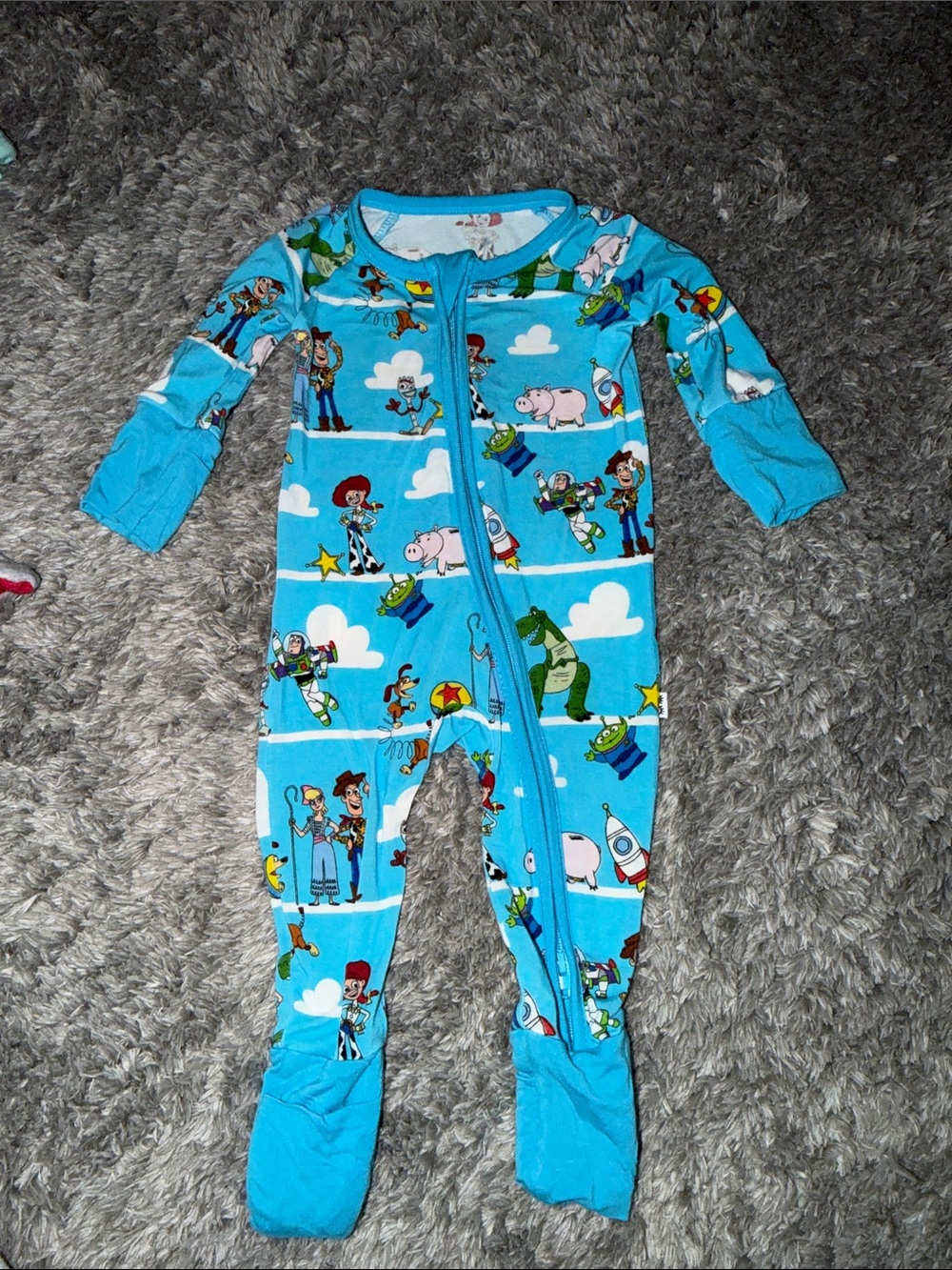 Disney Blue Toy Story Patterned Footed One-Piece Pajamas
